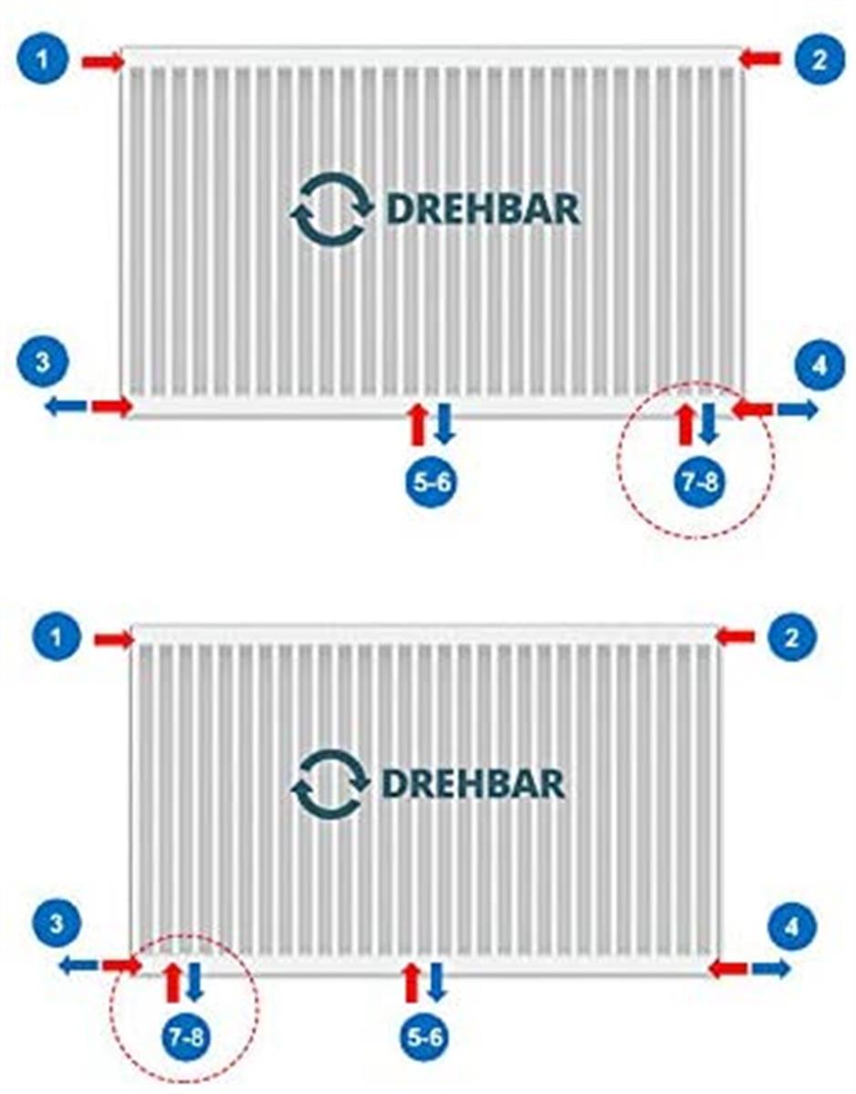 Henrad Premium 8 11 HxL=500x2000 (5/25) 1666W EN442 75/65/20 wit RAL9016 , aansluiting: rechts / midden !  ! ! LINKS NIET AANSLUITBAAR ! ! !